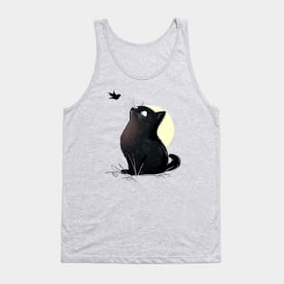 Black Cat With a Bird Tank Top